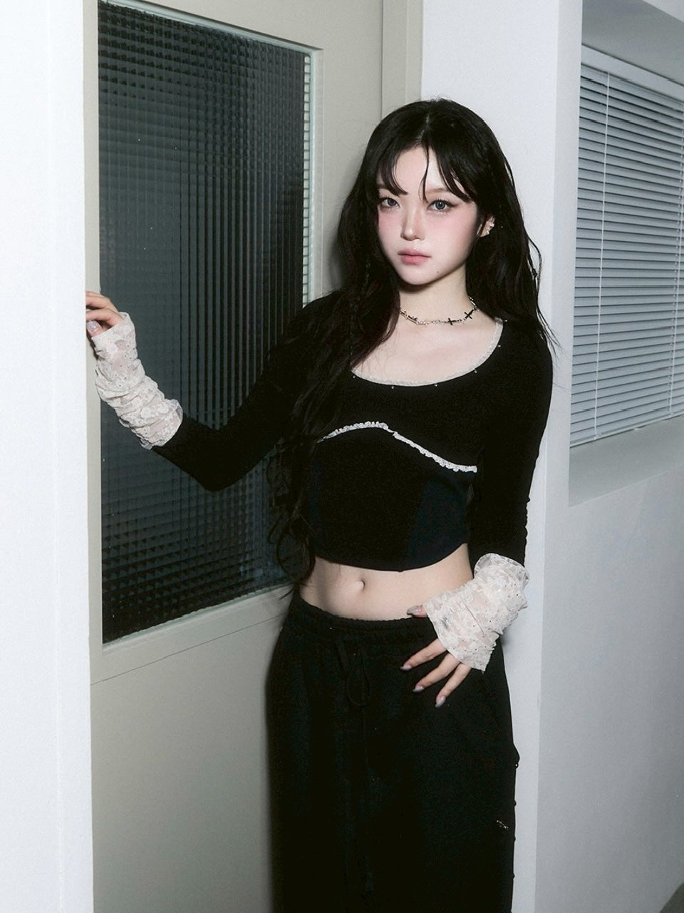 【CHERRYQUIRI】corset stud long sleeve