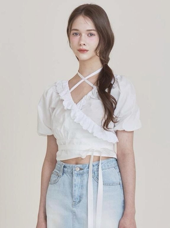 【NOTYOURROSE】Rosie wrap blouse