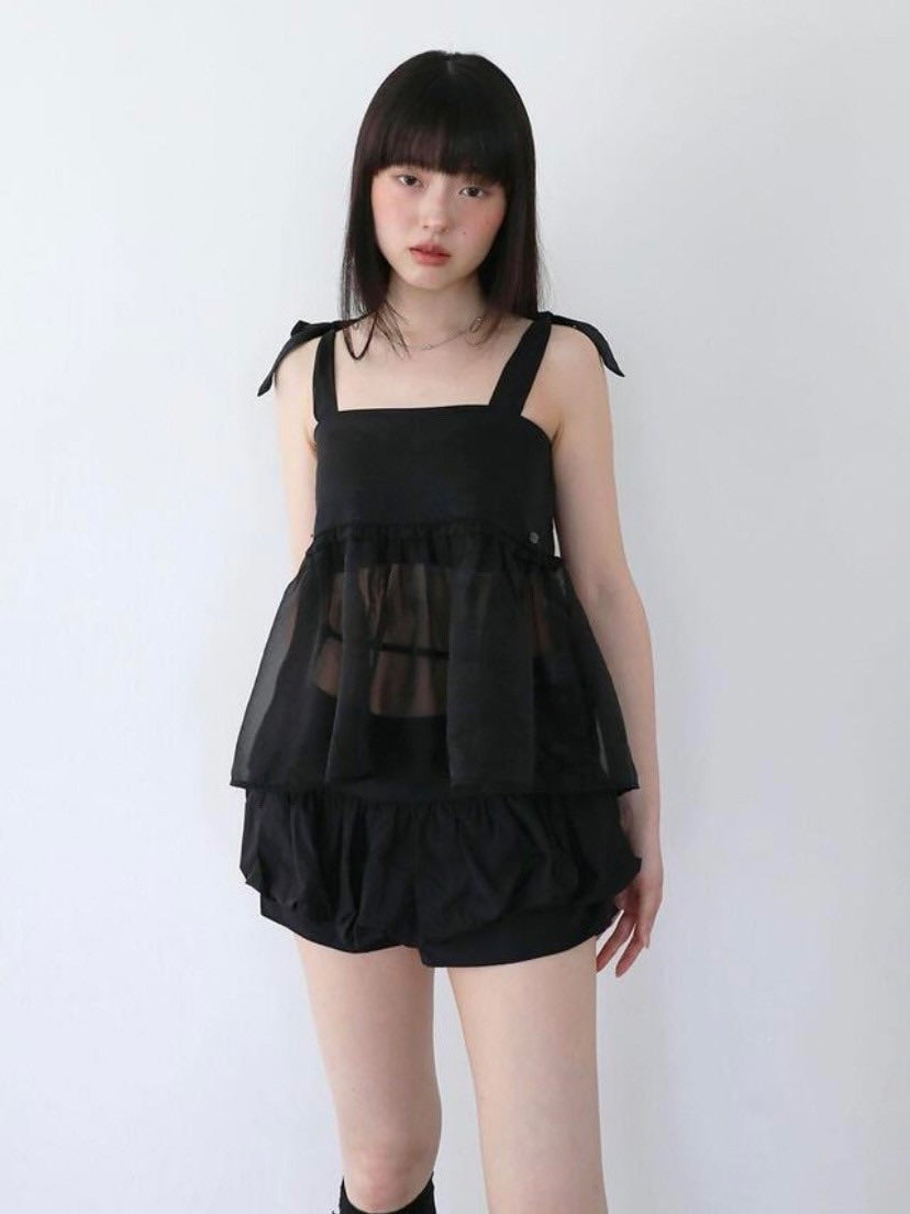 【Uglyshadow】ORGANZA RIBBON BLOUSE