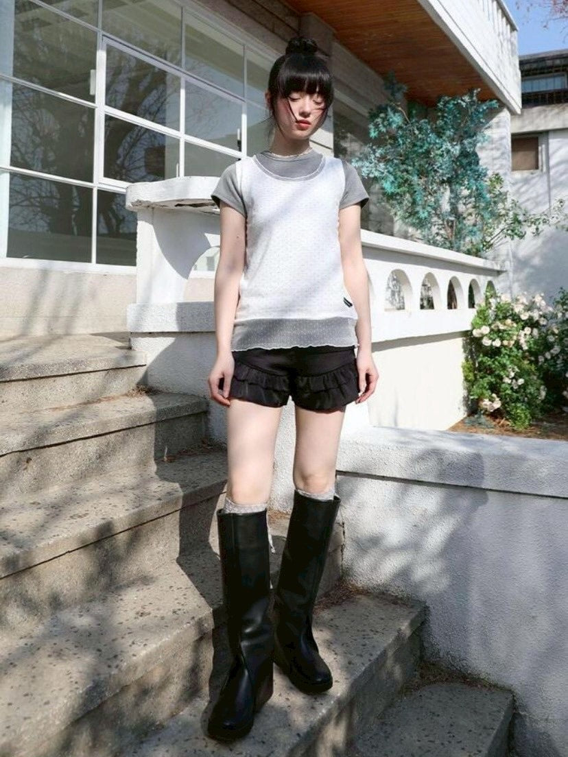 【Uglyshadow】SATIN RUFFLE PANTS