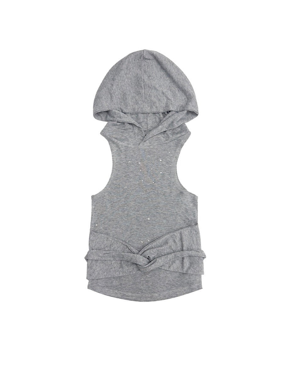 【HOLY NUMBER 7】GIRL'S HIP HOP CUBIC HOODIE SLEEVELESS