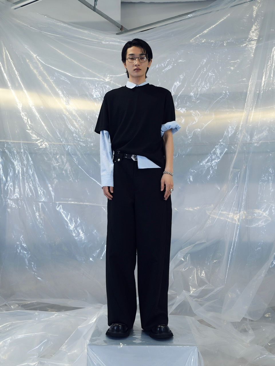 【CS】SEAM DESIGN DRAPE WIDE PANTS