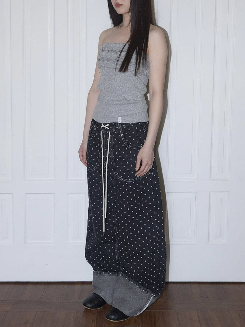 【FANCY CLUB】FLOWER FRILL TUBE TOP / 【ファンシークラブ】フラワーフリルチューブトップ