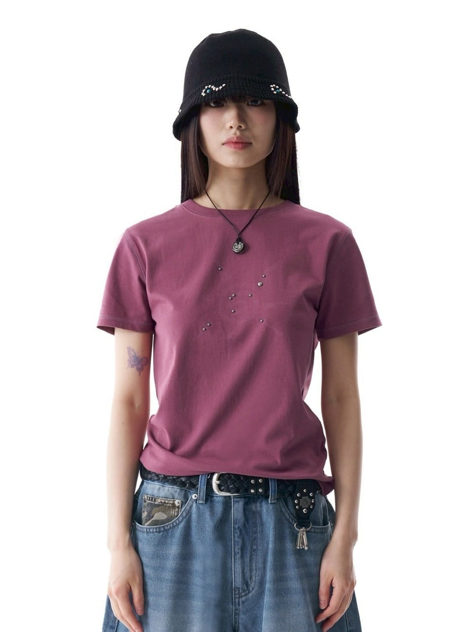 【AAKAM】Studded Sun Half Top