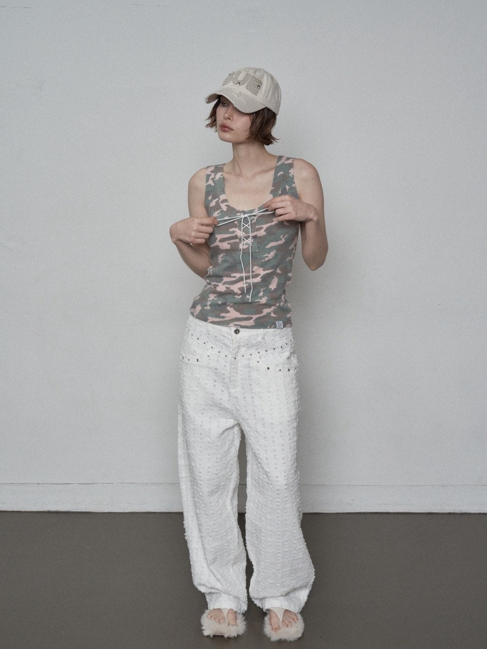 【SETUP‐EXE】CAMO RAW EDGE SLEEVELESS / 【セットアップエグゼ】カモローエッジタンクトップ