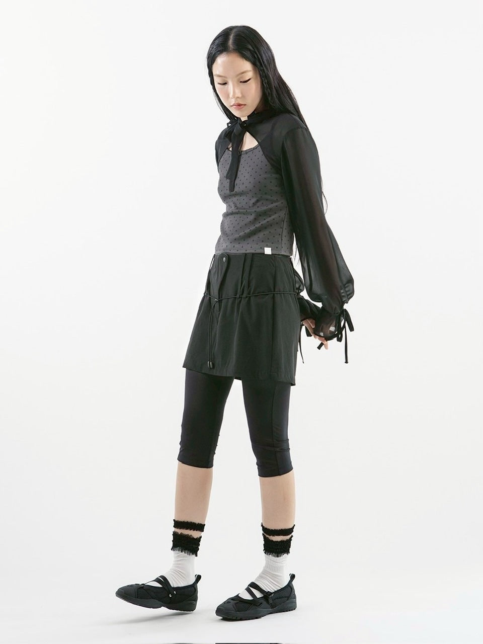 【TUOMIO】CHIFFON HOODED BOLERO / 【トゥオミオ】シフォンフードボレロ