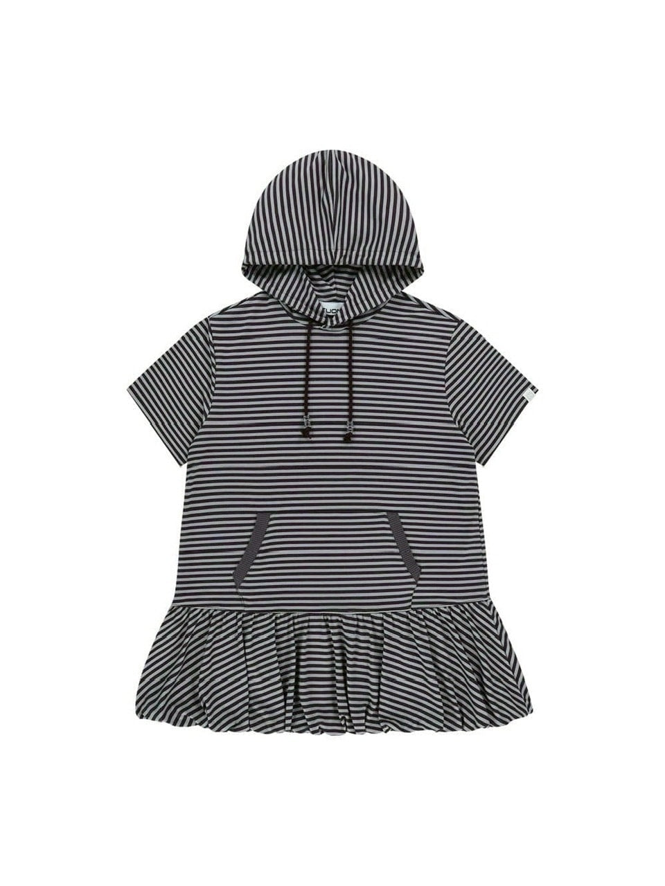 【TUOMIO】STRIPE BALLOON HOOD DRESS / 【トゥオミオ】ストライプバルーンフードワンピース
