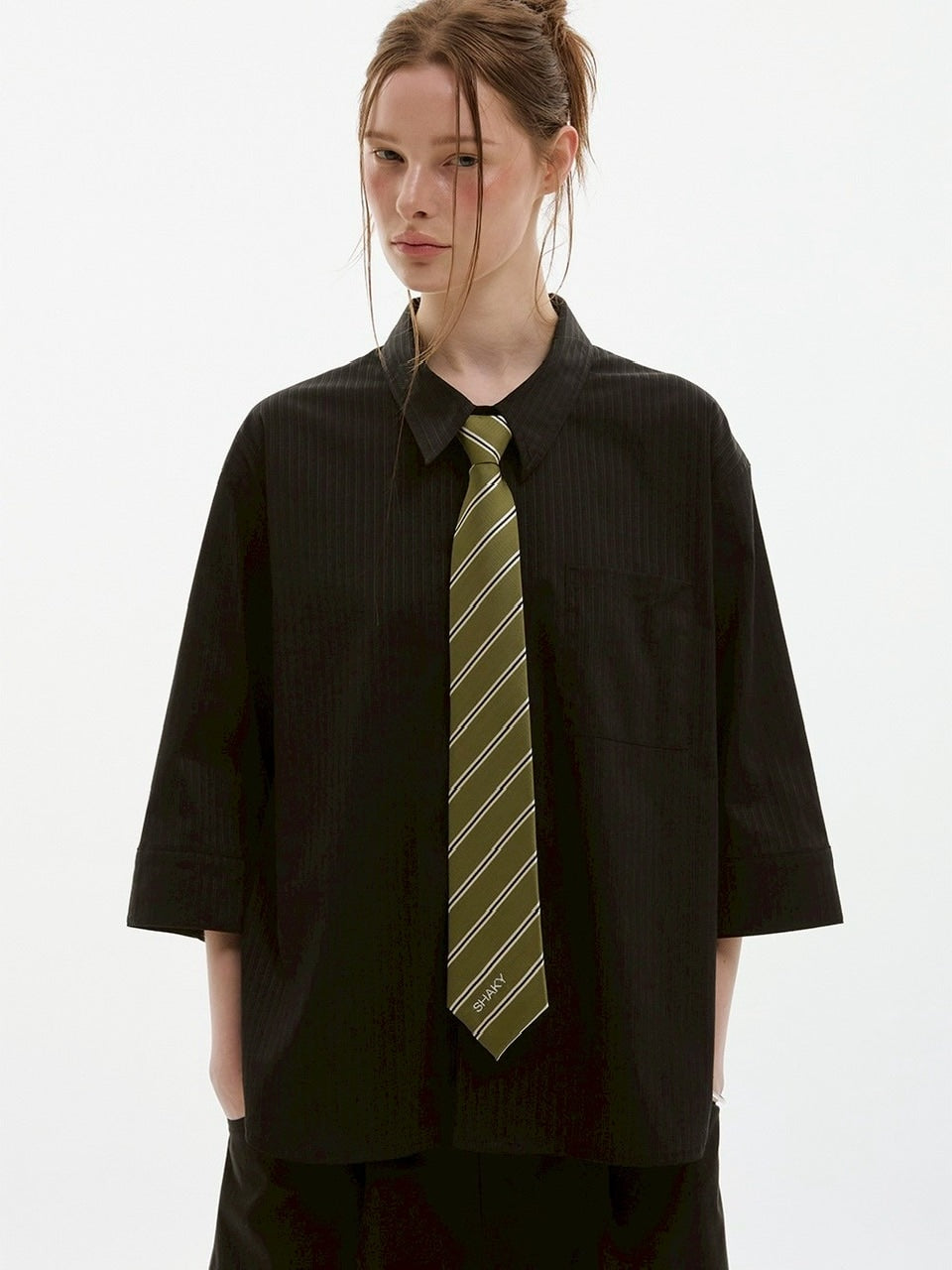 【ESC STUDIO】shaky tie chil shirt/ 【イーエスシーステュディオ】シェイキータイチル半袖シャツ