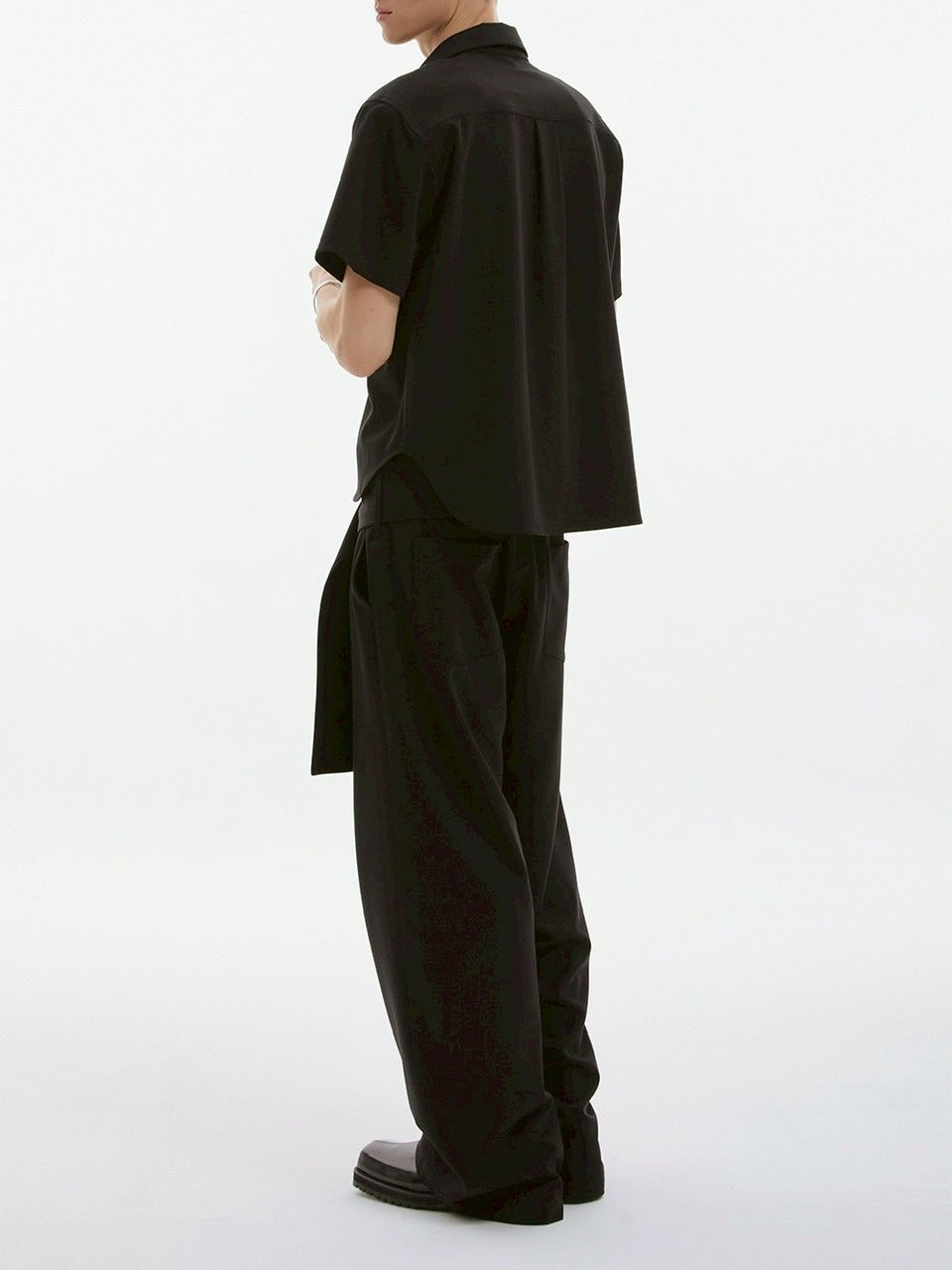 【ESC STUDIO】neat shoulder pad shirt/ 【イーエスシーステュディオ】ニートショルダーパット半袖シャツ