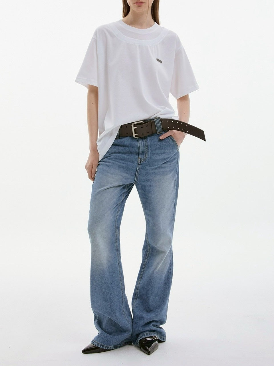 【ESC STUDIO】double neck t-shirt / 【イーエスシーステュディオ】ダブルネック半袖Tシャツ