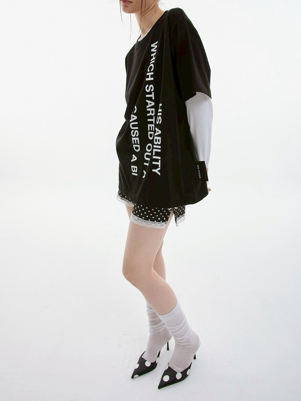 【ESC STUDIO】mega label t-shirt/ 【イーエスシーステュディオ】メガラベルロゴ半袖Tシャツ