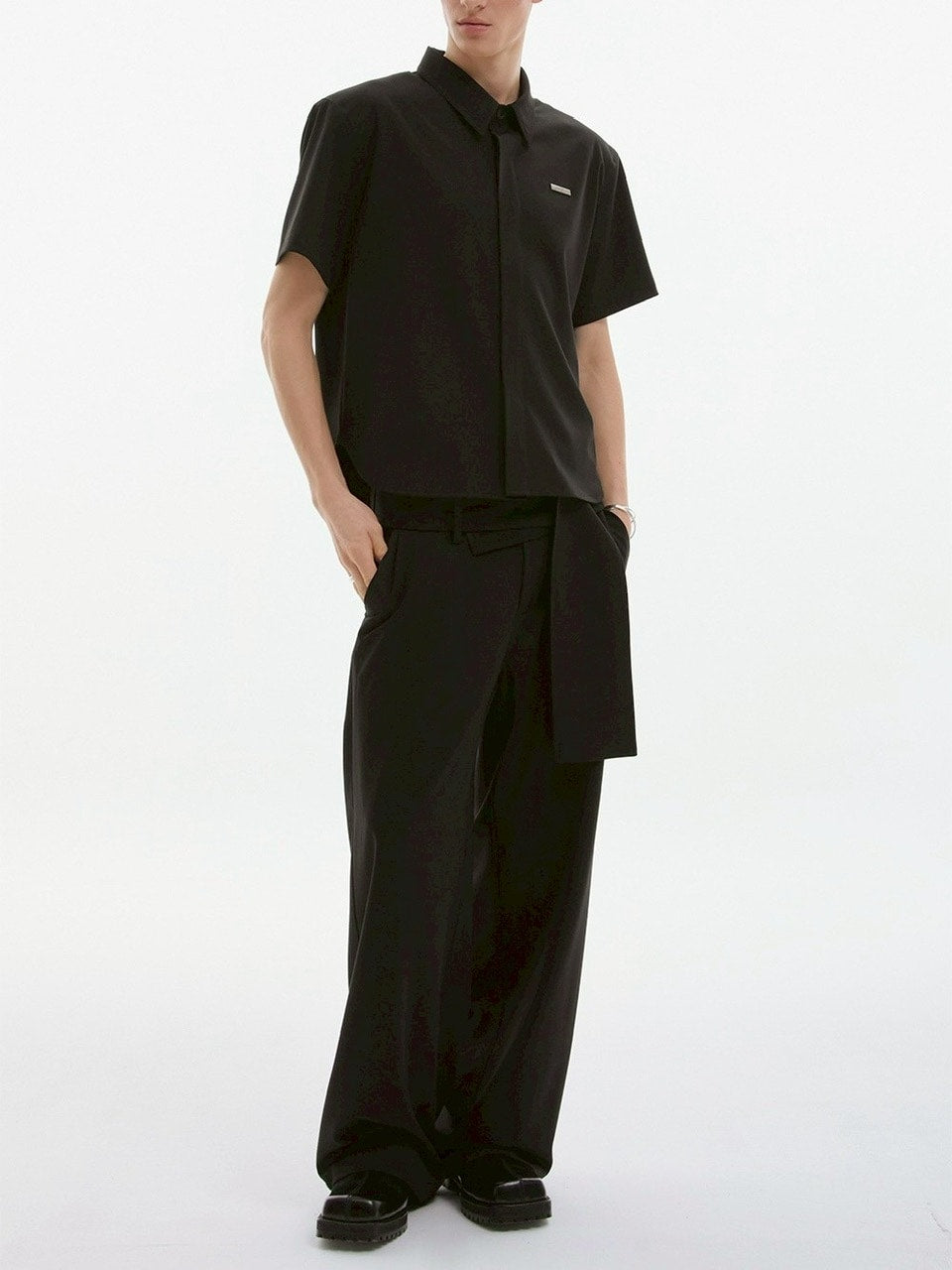 【ESC STUDIO】spacious belt pants/ 【イーエスシーステュディオ】スペイシャスベルトパンツ