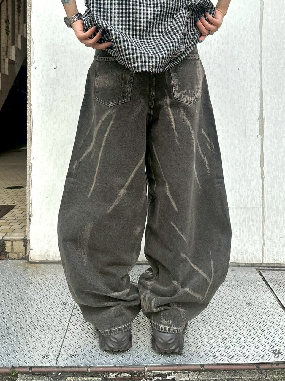 【Chikashitsu +】full painting wide denim pants / 【チカシツプラス】 フルペインティングワイドデニム