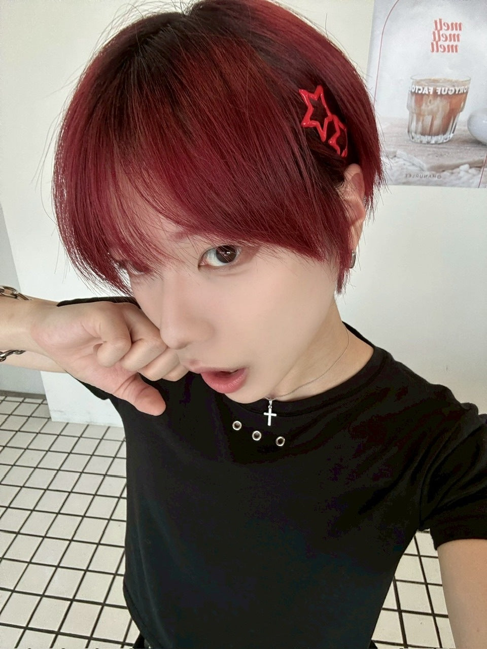 受注制【LUV CODE】eyelet cropped tee (3color)