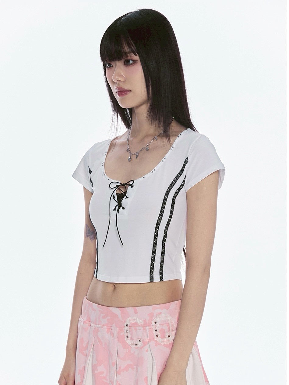 【CHERRYQUIRI】twin lace metalic tee