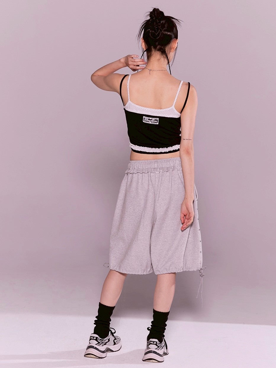 【CHERRYQUIRI】stud twinkle jogger bermuda pt