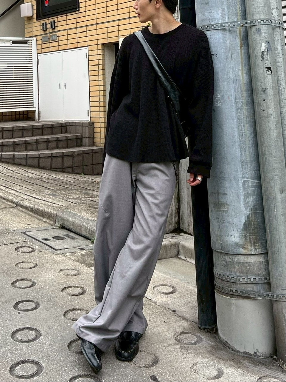 東京店WEB限定受注制【Chikashitsu +】damage waffle long sleeve tee / 【チカシツプラス】ダメージワッフル長袖Tシャツ (2color)