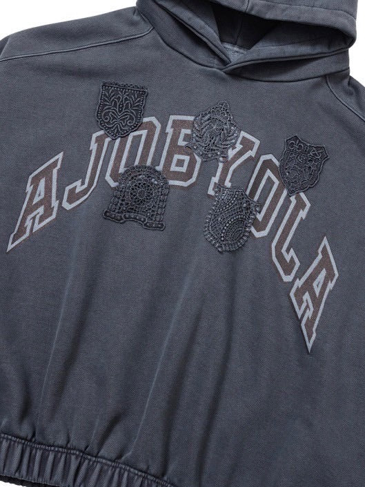 【AJOBYAJO】University Wappen Batwing Hoodie / 【アジョバイアジョ】ユニバーシティワッペンバットウィングプルオーバーパーカー