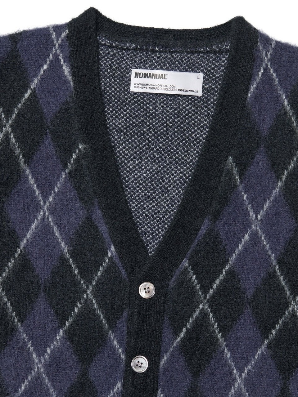 【NOMANUAL】ARGYLE HAIRY CARDIGAN
