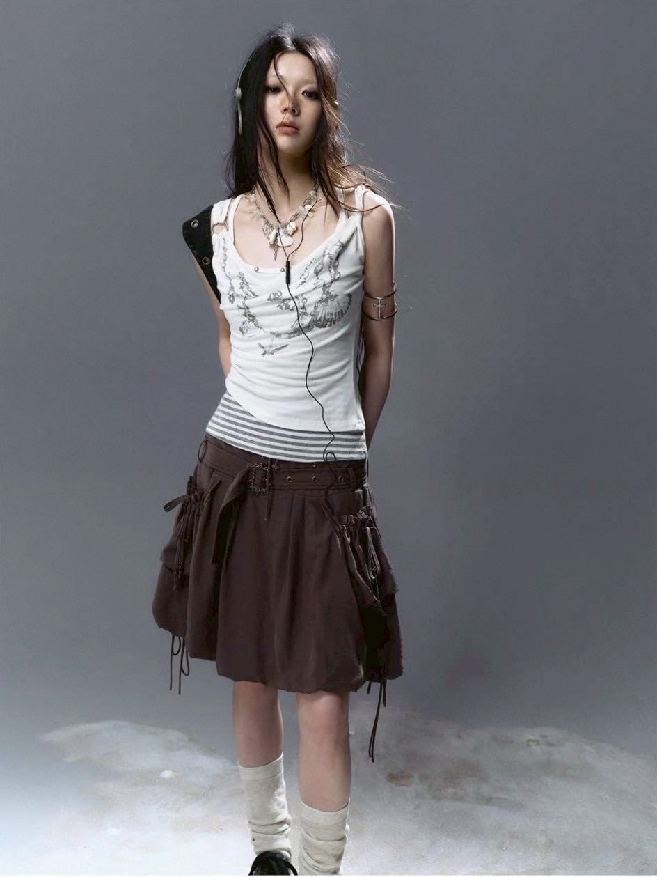 【Cest Nous】Petal Skirt / 【セヌー】ベルトポケットバルーンスカート