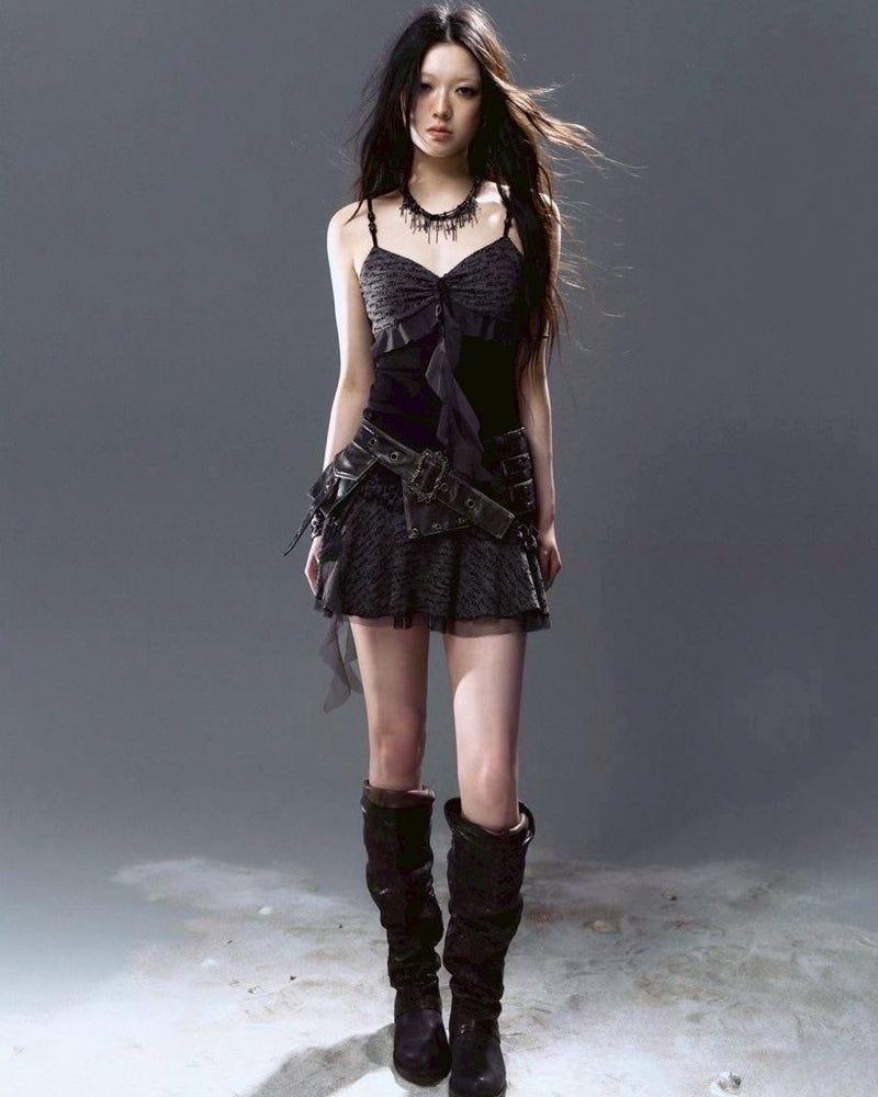 【Cest Nous】Belted Slip Dress / 【セヌー】ベルトフリルキャミワンピース