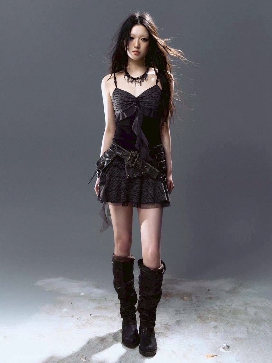 【Cest Nous】Belted Slip Dress / 【セヌー】ベルトフリルキャミワンピース