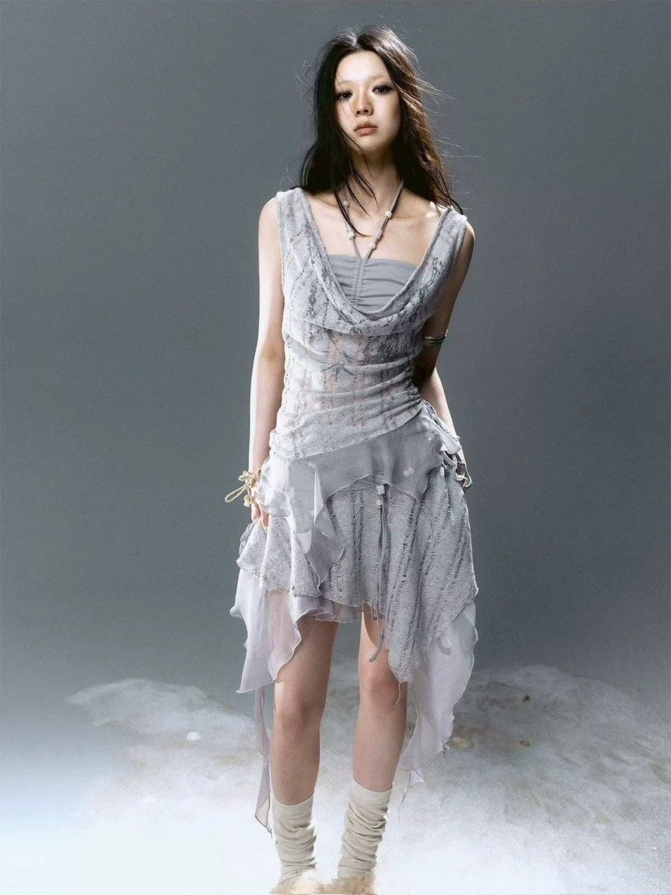 【Cest Nous】Beaded Top / 【セヌー】レイヤードフリルタンクトップ