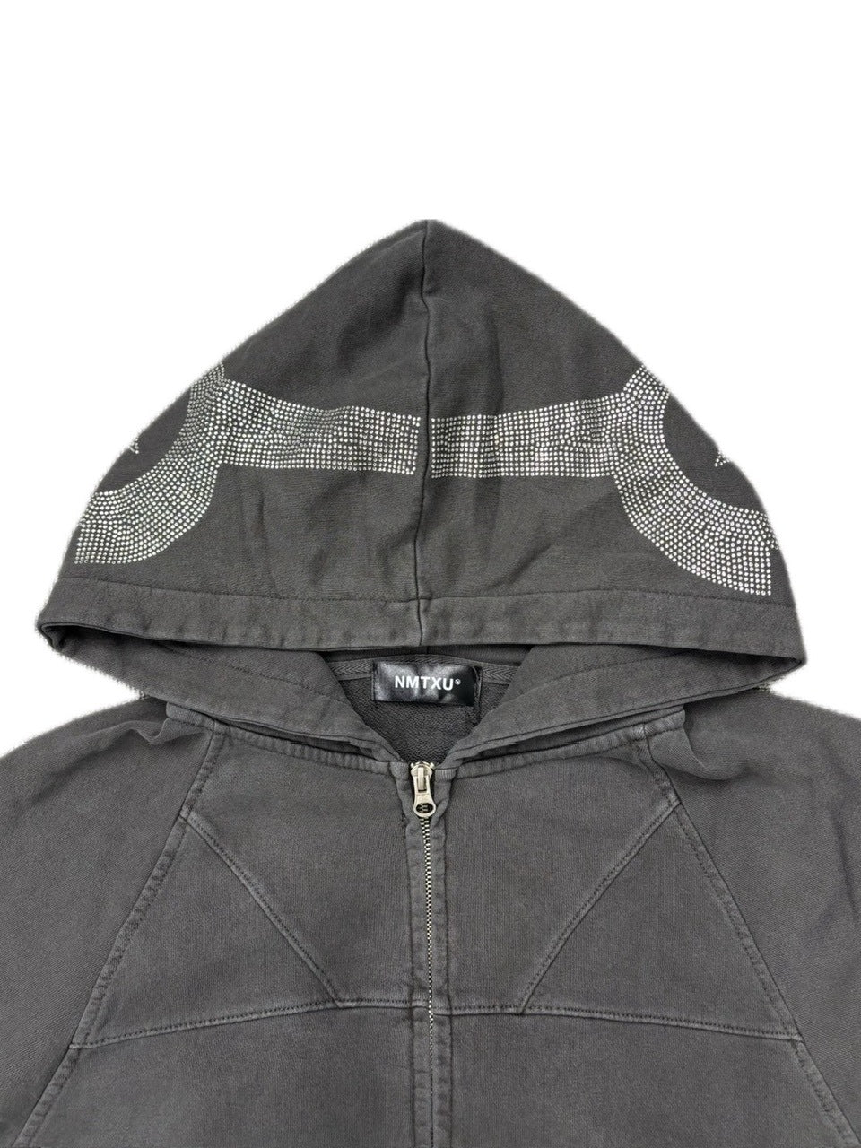 【NMTXU】rhinestone design zip parka / 【エヌエムティーエックスユー】ラインストーンデザインダブルジップパーカー