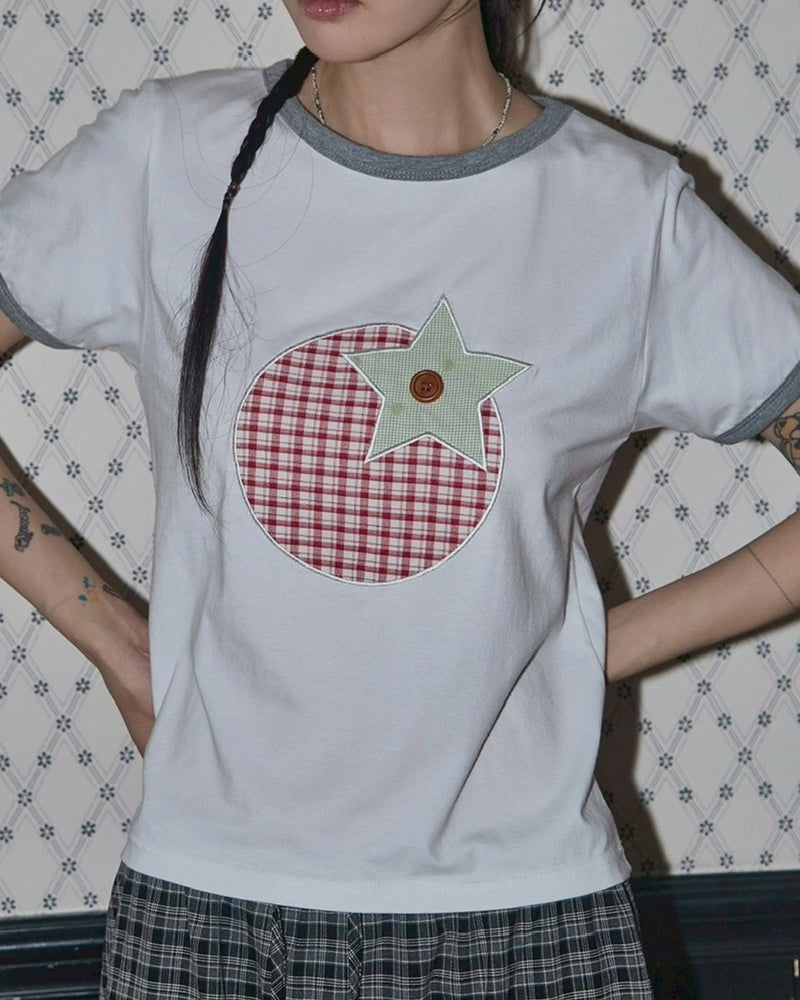 【FANCY CLUB】TOMATO PATCH RINGER TEE / 【ファンシークラブ】トマトパッチリンガー半袖Tシャツ