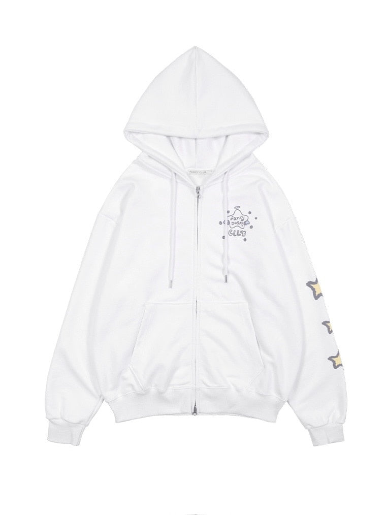 【FANCY X DUSTY】DEVIL & ANGEL PRINTED HOODED ZIP-UP / 【ファンシー X ダスティ】デビル＆エンジェルプリントフードジップパーカー