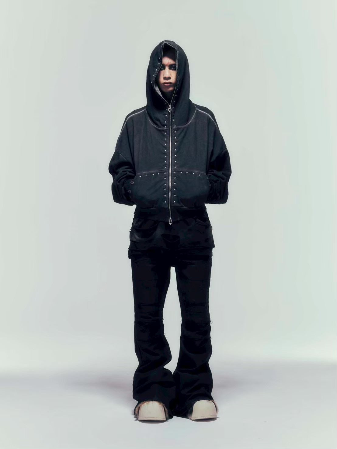 【DIG YOUR OWN GRAVE】COATING SLASH FLARE PANTS /【ディグユアオウングレイブ】コーティングダメージフレアパンツ