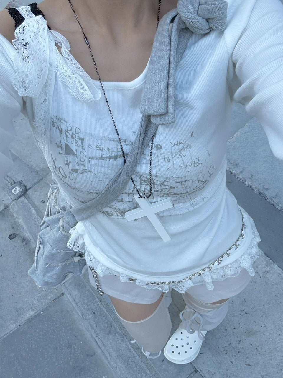 【nmtc +】ribbon shoulder long sleeve / 【エヌエムティーシープラス】リボンショルダー長袖Tシャツ (3color)