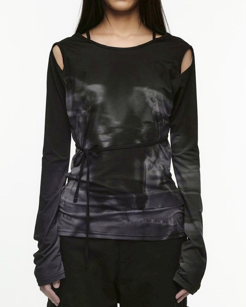 【NACHE】CUT-OUT SLIM FIT LONG SLEEVE