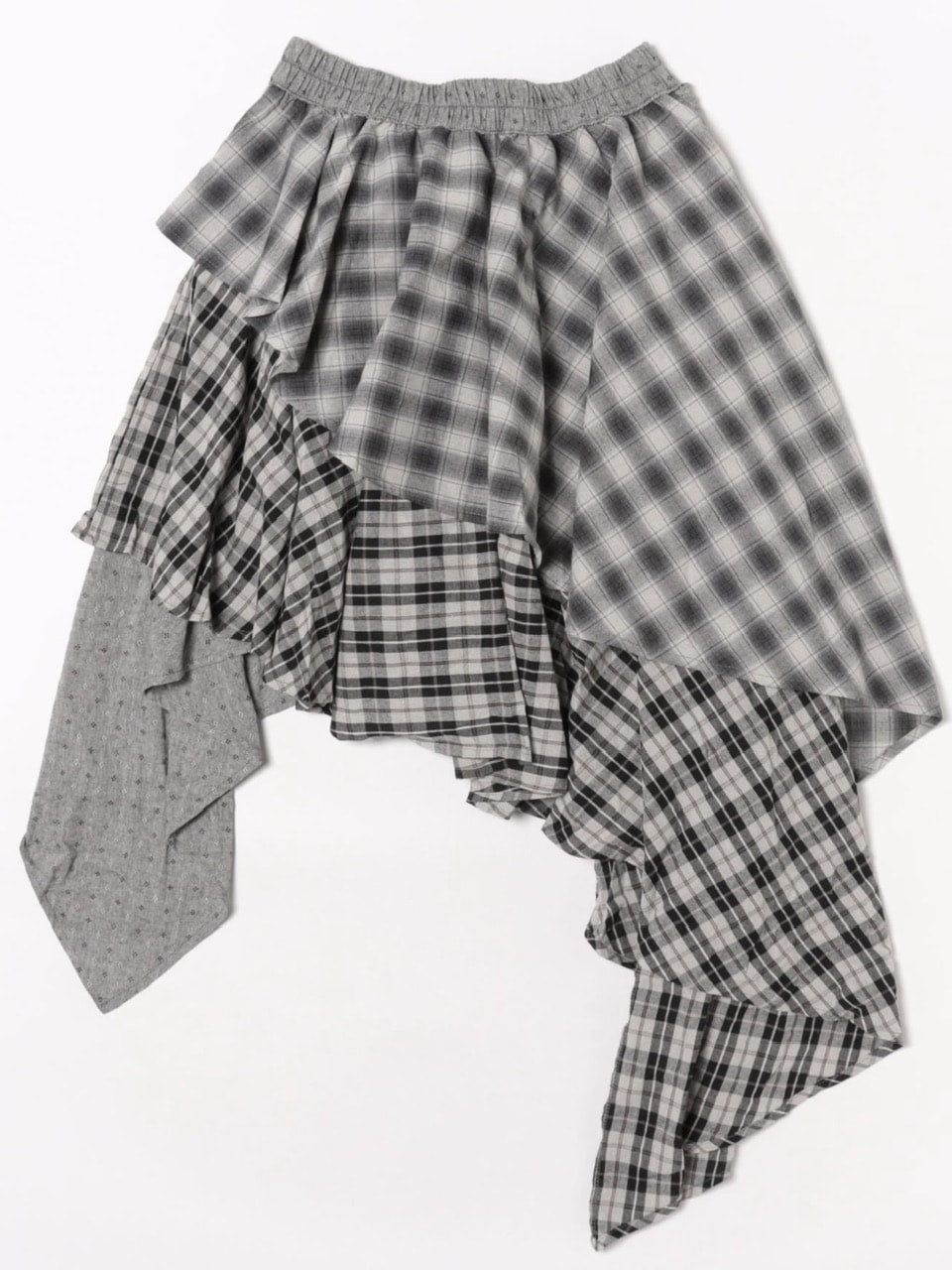 【Nerd out XU】asymmetry check skirt / 【ナードアウトエックスユー】アシンメトリーチェックスカート