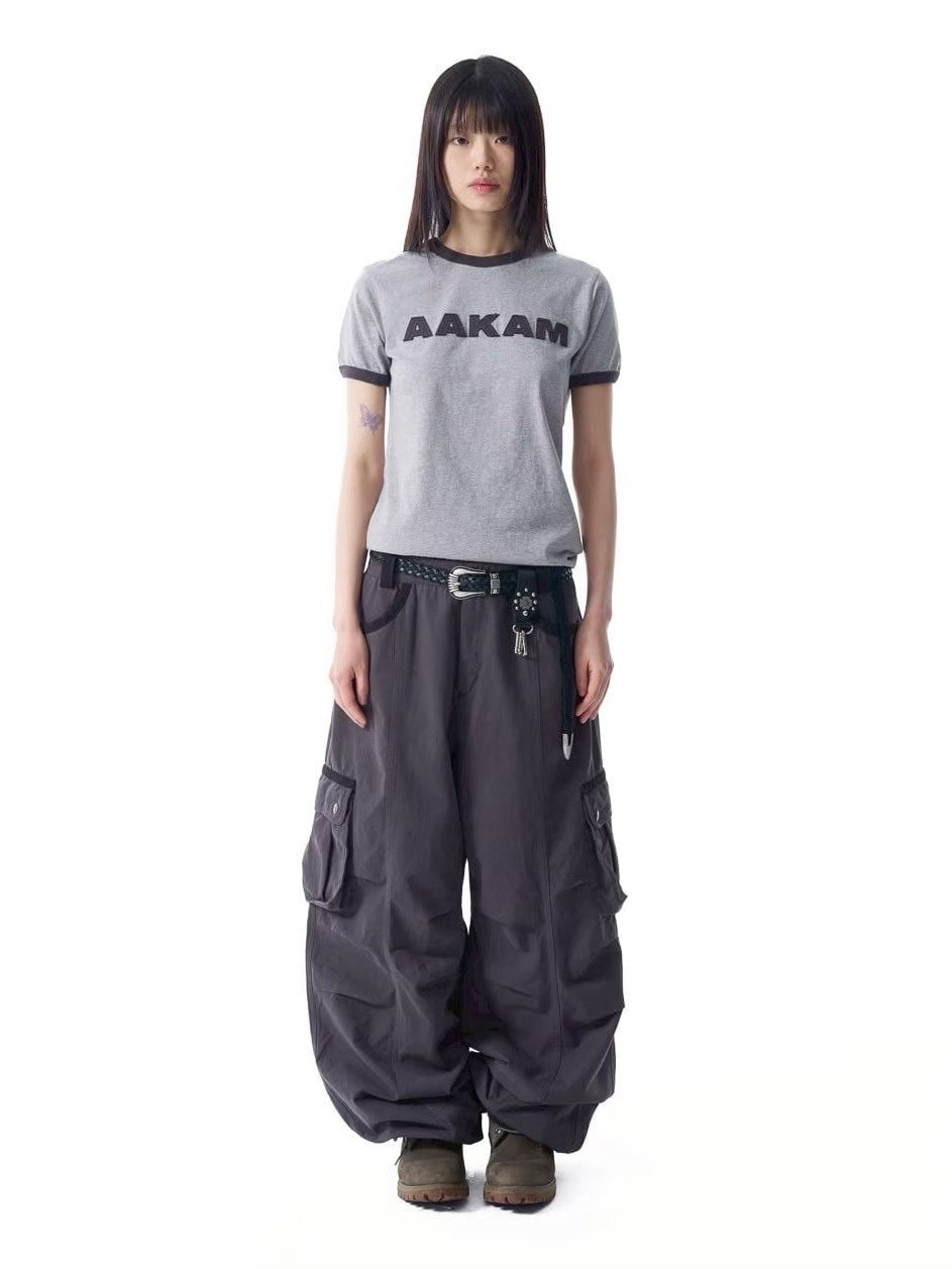 【AAKAM】Knee Pin-tuck Contrast Cargo Pants