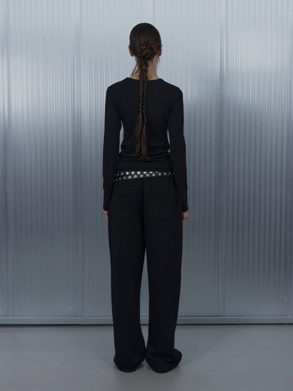 【SETUP‐EXE】STAR HENLEY NECK TOP / 【セットアップエグゼ】スターヘンリーネック長袖Ｔシャツ