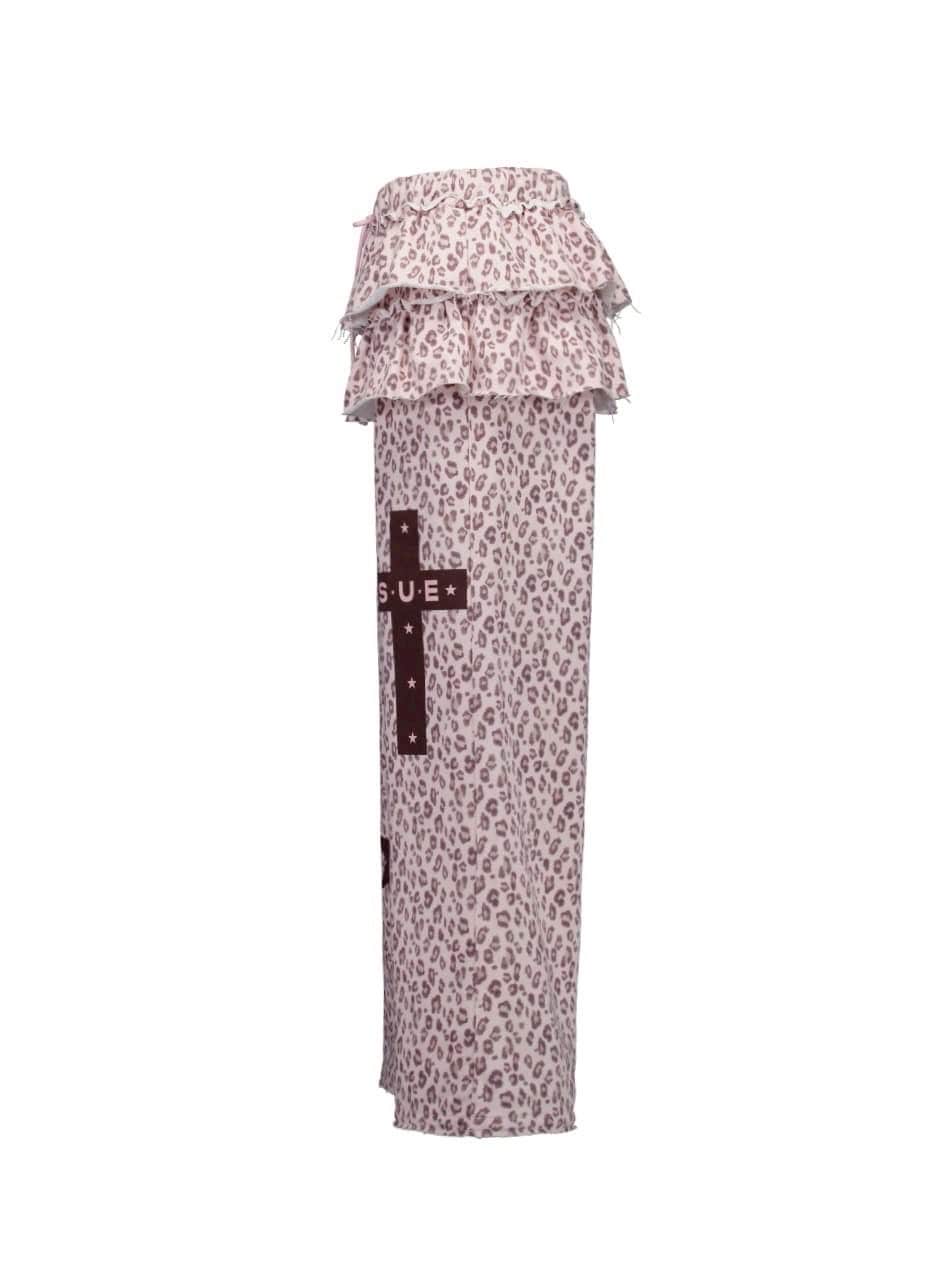 【SETUP‐EXE】FRILL LEOPARD PRINT PANTS / 【セットアップエグゼ】フリルレオパードプリントスウェットパンツ