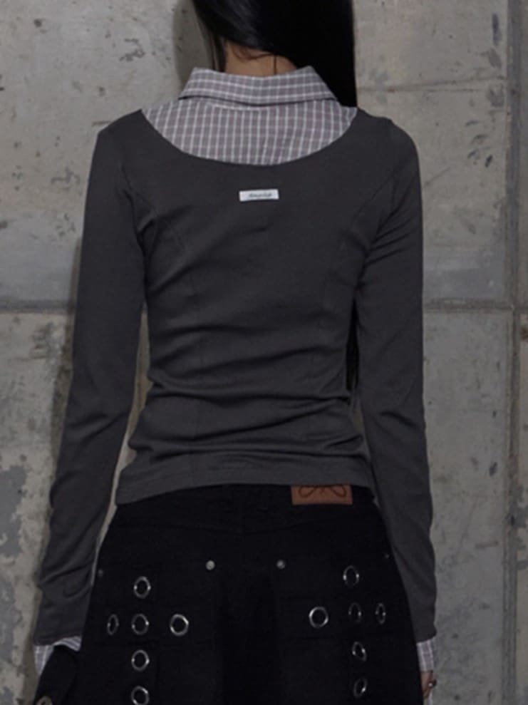 【FANCY CLUB】SHIRT LAYERED LONG SLEEVE / 【ファンシークラブ】シャツレイヤード長袖Ｔシャツ