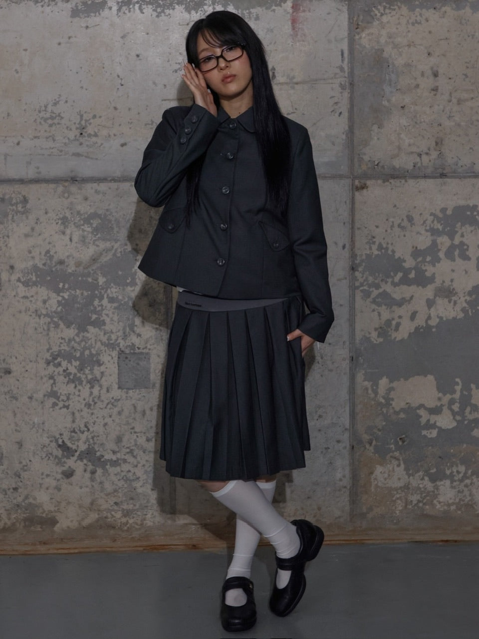 【FANCY CLUB】CLASSIC BUCKLE PLEATS MIDI SKIRT / 【ファンシークラブ】クラシックバックルプリーツミディスカート