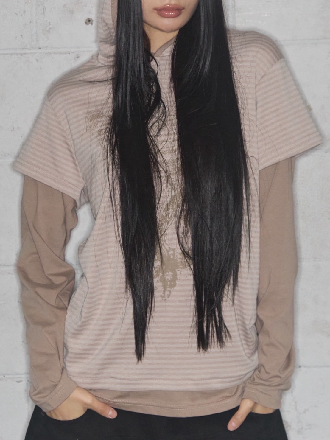 【FANCY CLUB】STRIPE LAYERED HOODIE / 【ファンシークラブ】ストライプレイヤードフーディー