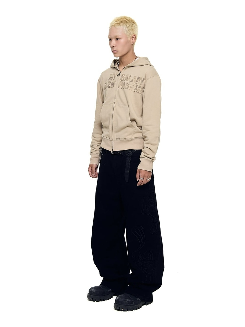【AAKAM】Needlework Wave Cotton Pants