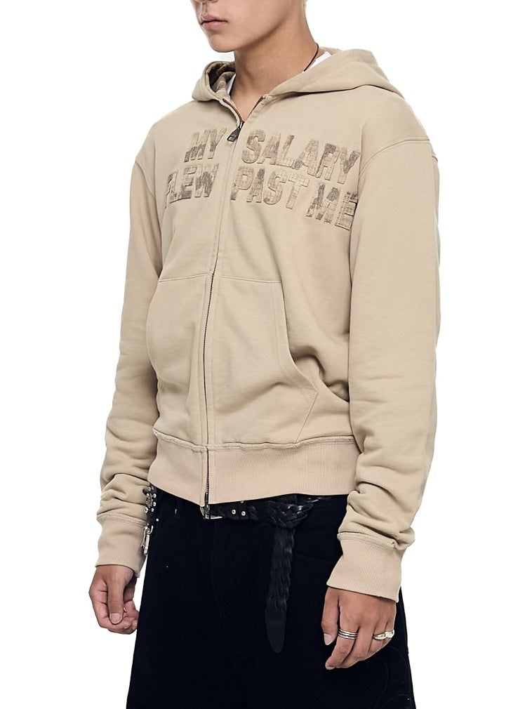 【AAKAM】Contrast Patch Zip-Up Hoodie