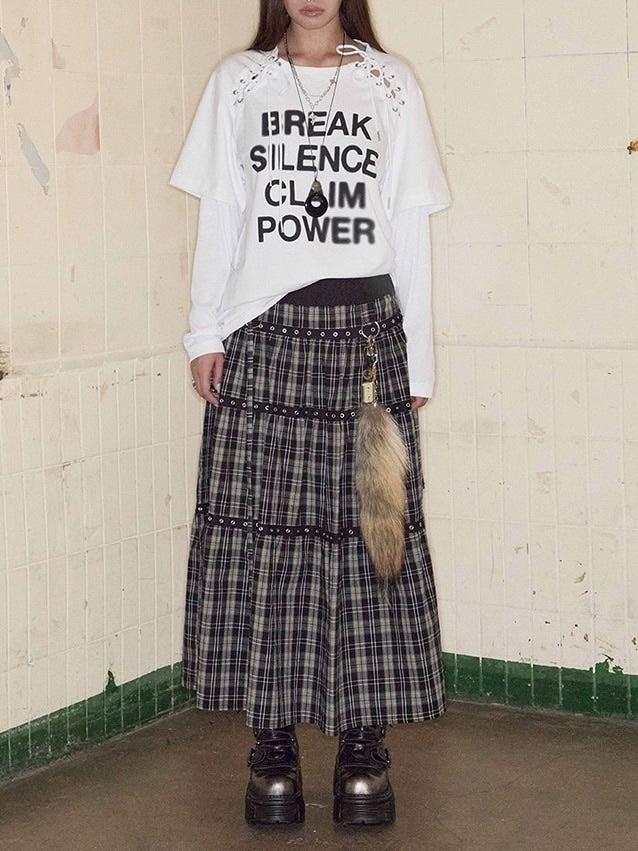 【NOT KNOWING】Lace-Up Layered Top / 【ノットノーイング】レースアップレイヤード長袖Ｔシャツ