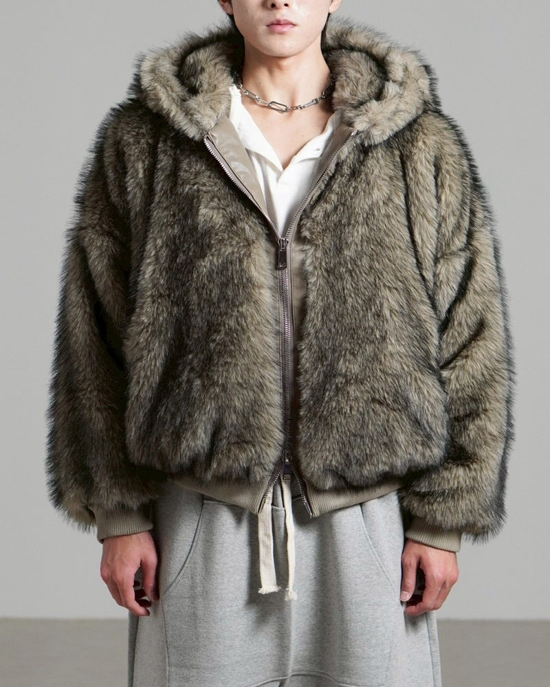 受注制【Chikashitsu +】oversized hooded fur blouson / 【チカシツプラス】オーバーサイズフーデッドファーブルゾン (4color)