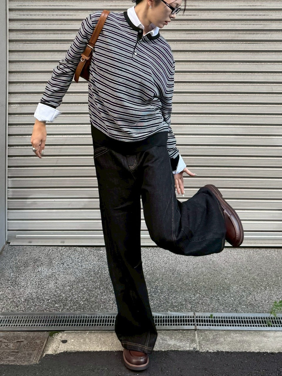 受注制【Chikashitsu +】cropped henry neck border knit / 【チカシツプラス】クロップドヘンリーネックボーダーニット (3color)