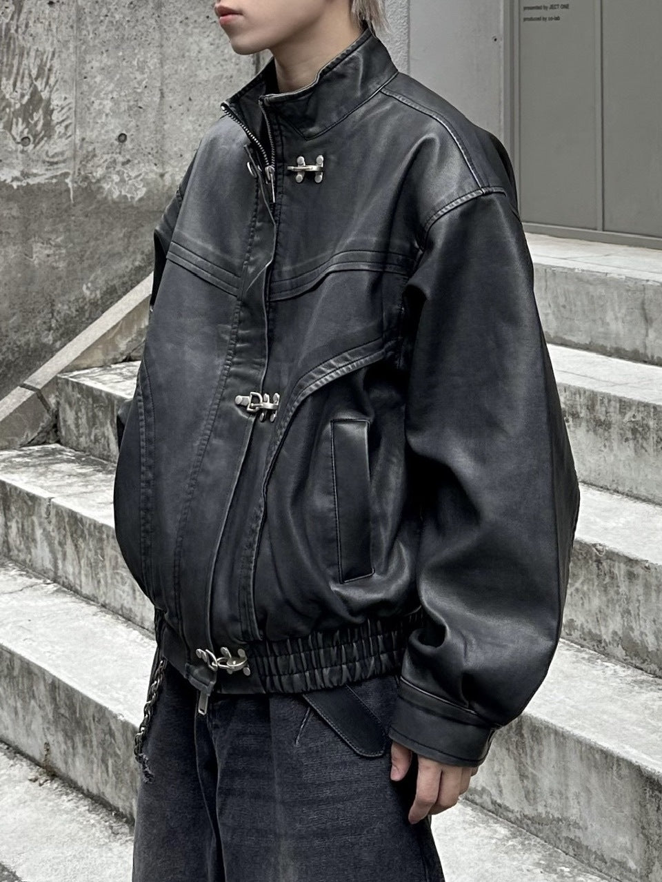 大阪店WEB限定受注制【Chikashitsu +】overfit fireman leather jacket / 【チカシツプラス】オーバーフィットファイアマンレザージャケット (2color)