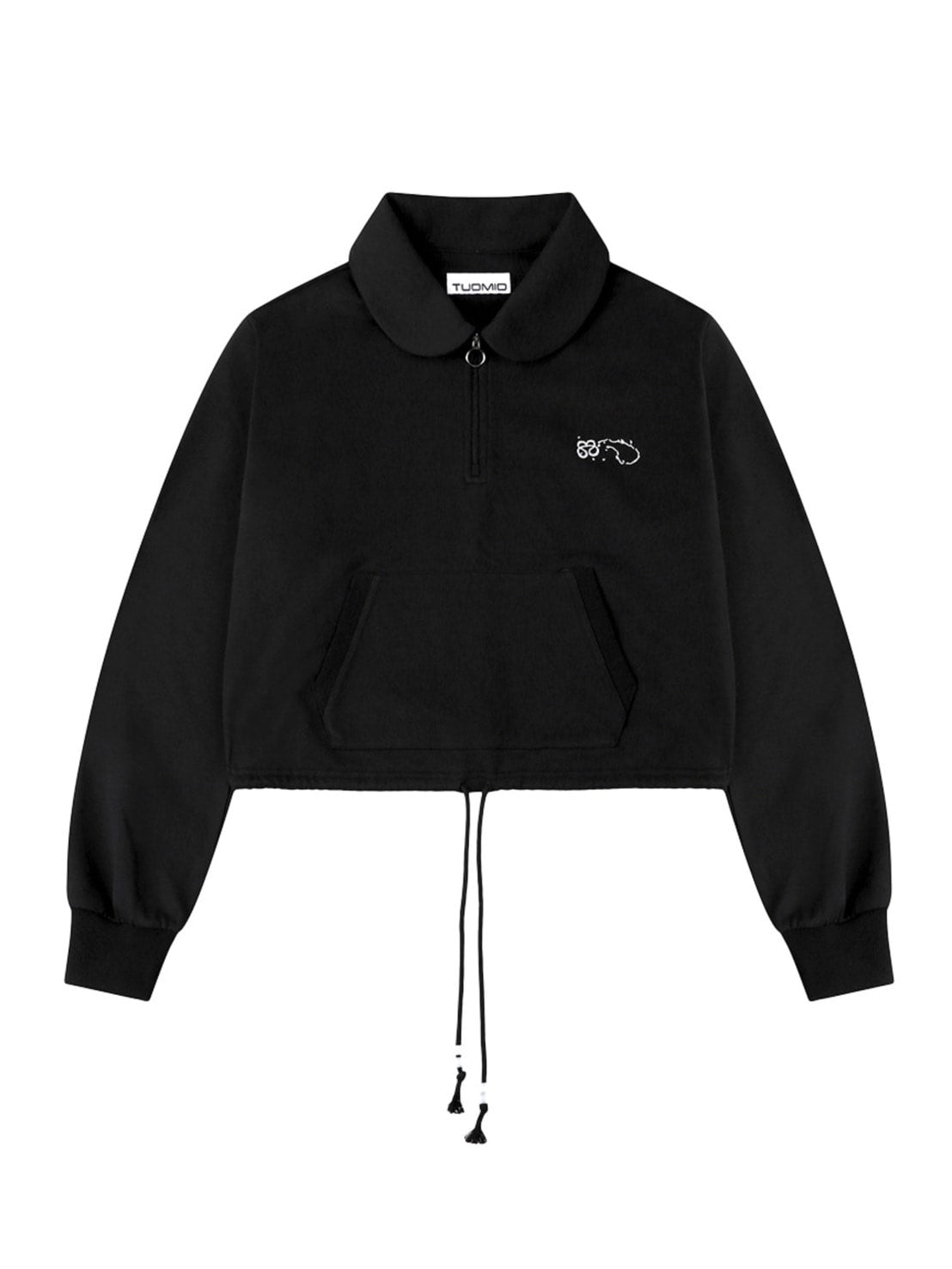 【TUOMIO】ROUND COLLAR STRING TOP / 【トゥオミオ】ラウンドカラーストリングハーフジップスェット