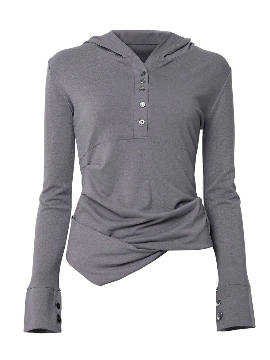 【FLAREUP】Asymmetrical Draped Hoodie / 【フレアアップ】アシンメトリードレープフードロングTシャツ