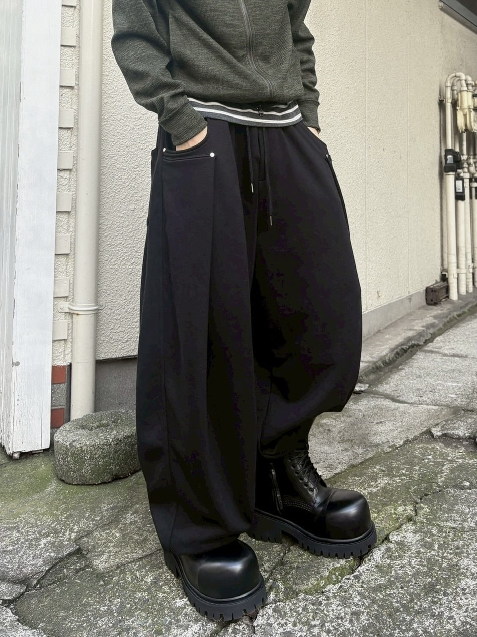 受注制【youll】rivet tuck wide pants (2color)