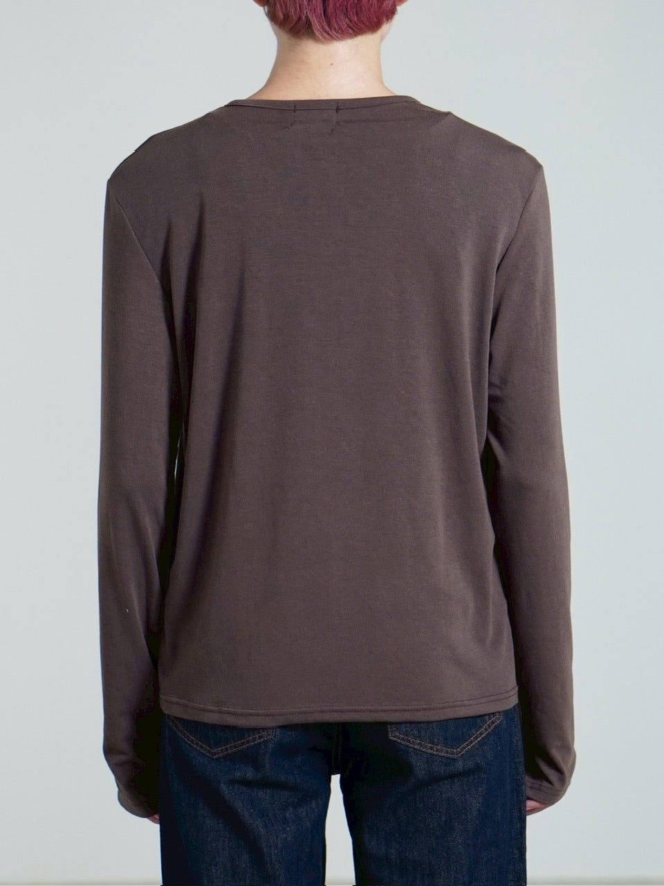 受注制【Chikashitsu +】sleeve button henry neck long sleeve tee